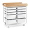 10 Drawer Rolling Storage Cart With Wheels Organizer MDF Top Metal Frame For Office Craft Supplies
